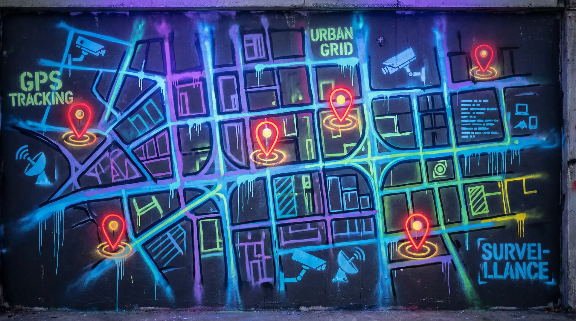 st站 狗仔追踪地图 - 城市涂鸦风格